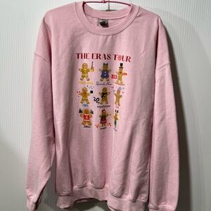 Taylor Swift The Eras Tour Gildan Pink Graphic Crewneck Sweatshirt